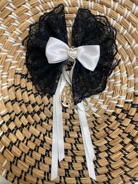 Hand Crafted Black Lace hair bow